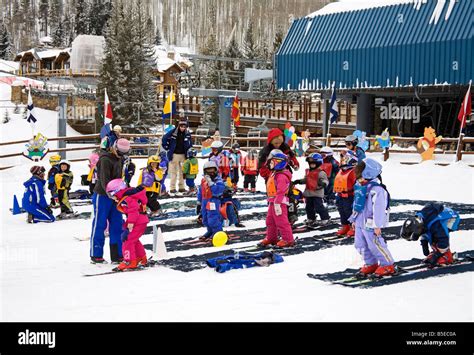 Children learning to ski