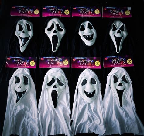 Fun World’s 1992 Fantastic Faces Ghost Masks with shrouds