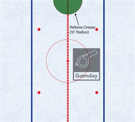 Ice hockey rink with crease highlighted