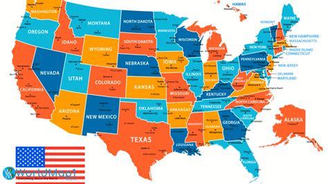 Map of USA with state names