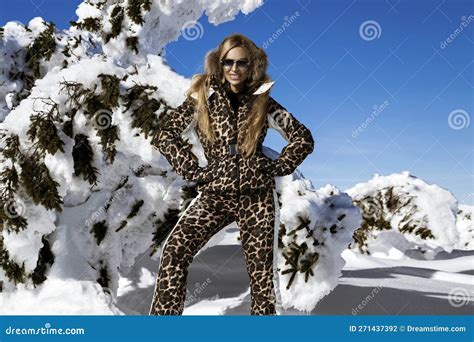 Model wearing a ski suit