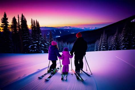 Night Skiing Family