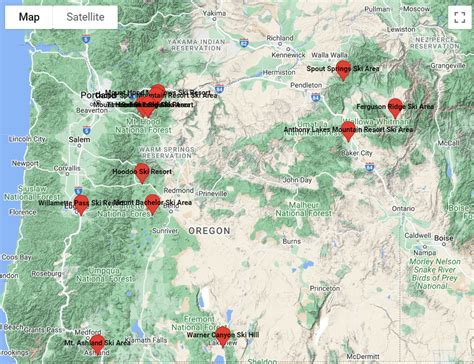 Ski Map of Oregon