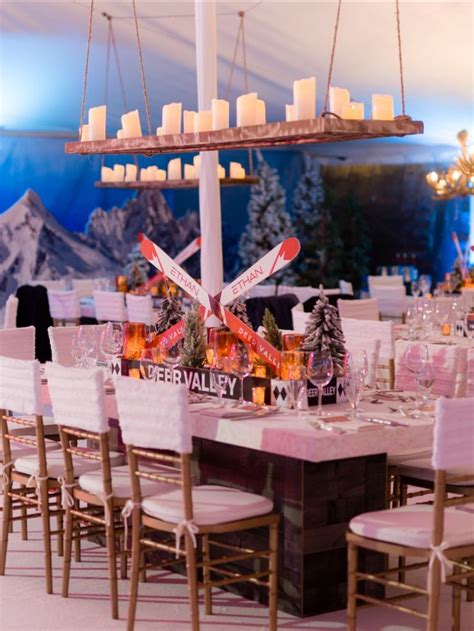 Ski lodge themed party decoration
