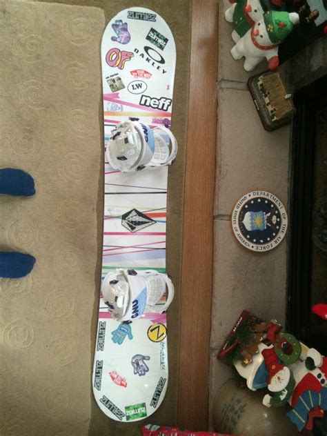 Snowboard with stickers