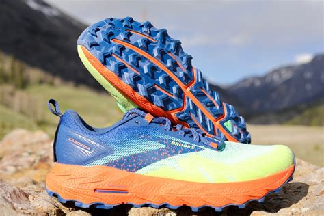 Trail running shoes on grass