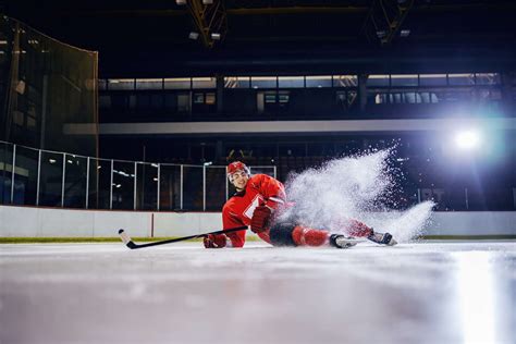 hockey player on synthetic ice